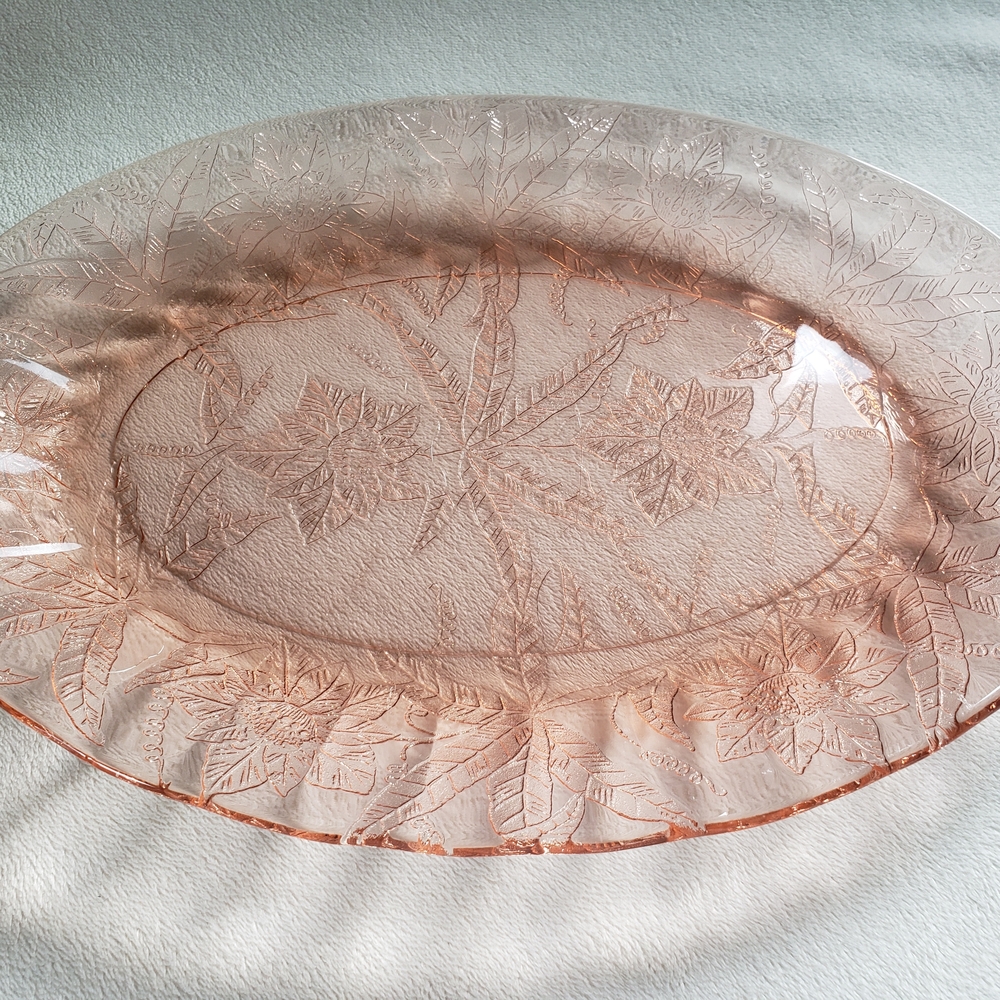 Elegant Pink Glass Serving Platter